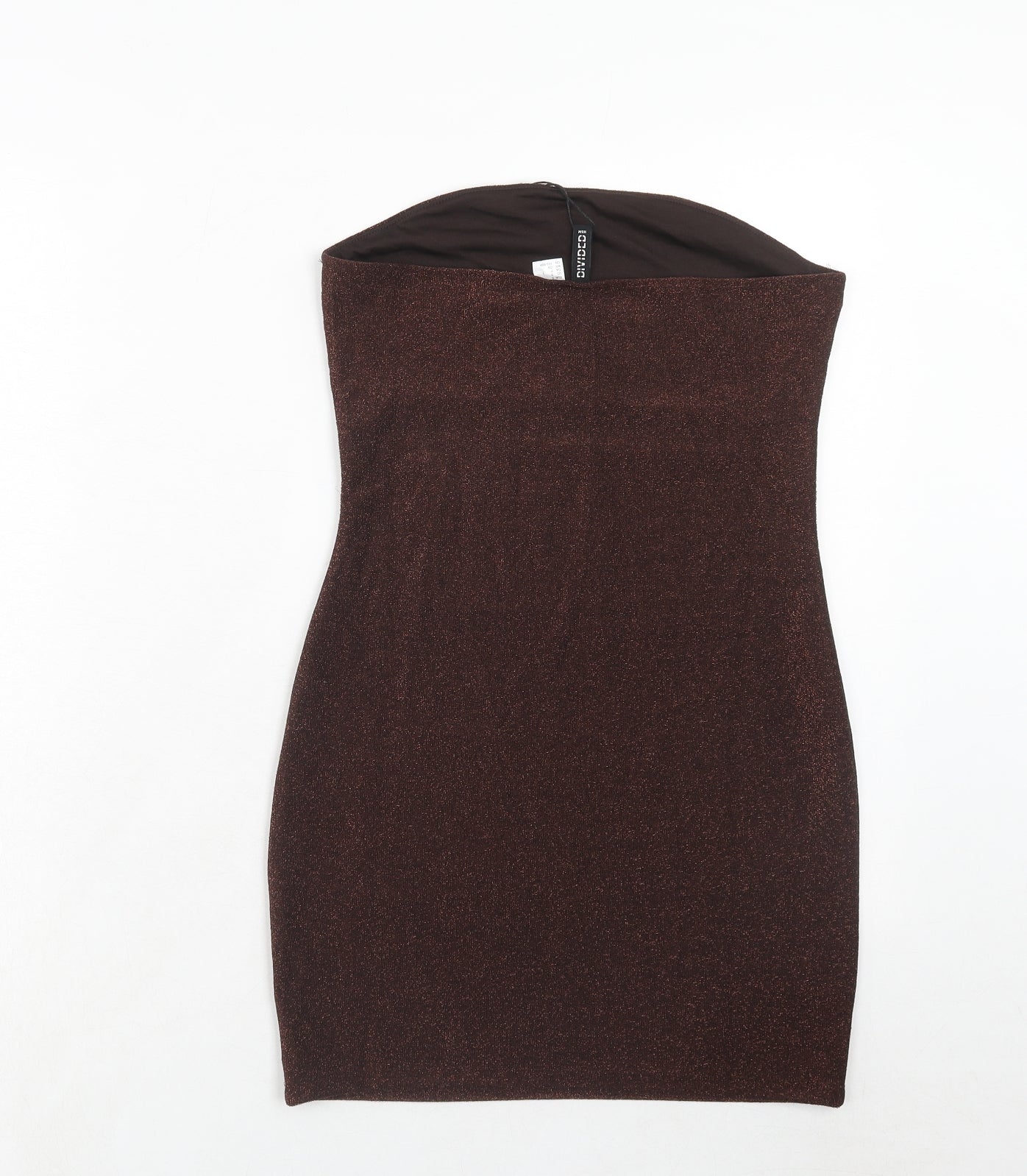 H&M Womens Brown Polyester Bodycon Size 10 Off the Shoulder Pullover