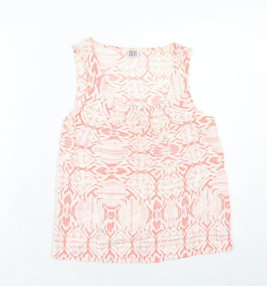 Saint Tropez Clothing Womens Pink Geometric Viscose Basic Tank Size XS Scoop Neck