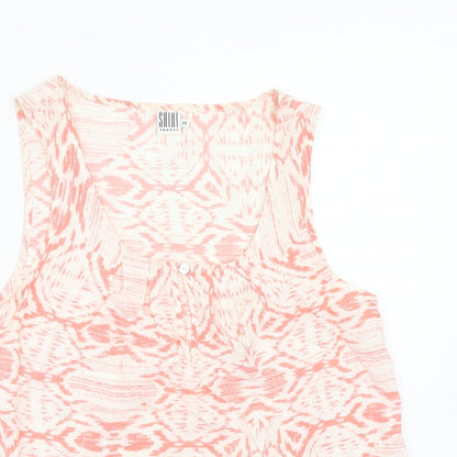 Saint Tropez Clothing Womens Pink Geometric Viscose Basic Tank Size XS Scoop Neck