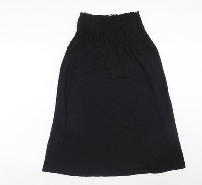Marks and Spencer Womens Black Cotton Fit & Flare Size 8 Square Neck Pullover