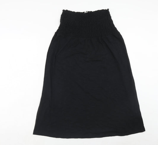 Marks and Spencer Womens Black Cotton Fit & Flare Size 8 Square Neck Pullover