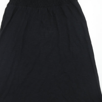 Marks and Spencer Womens Black Cotton Fit & Flare Size 8 Square Neck Pullover