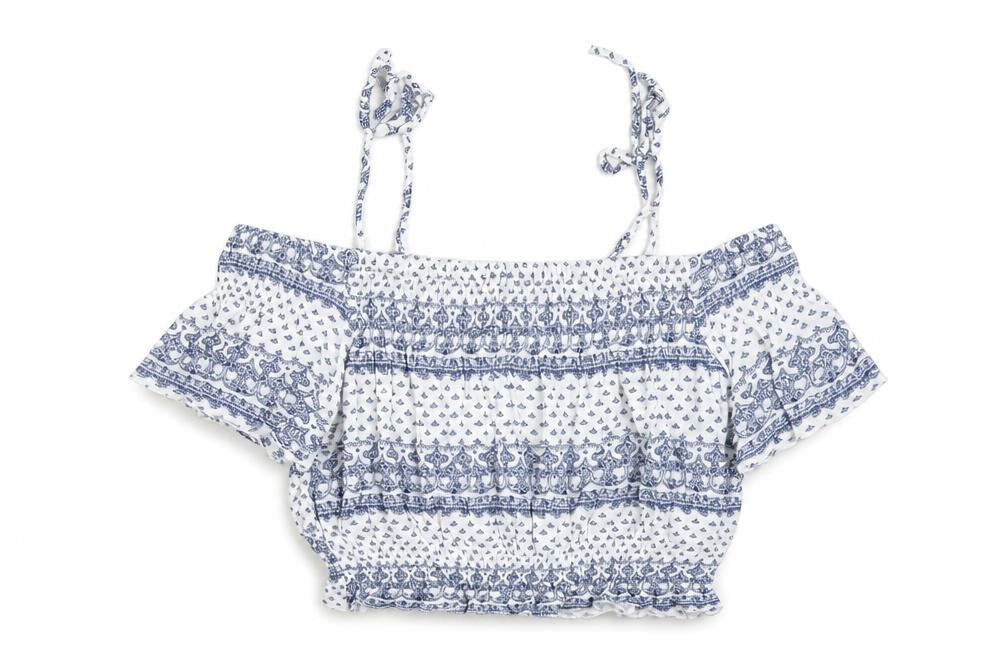 Womens UK Size S Bershka Blue Cropped Blouse