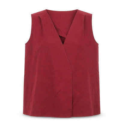 French Connection Womens Red Polyester Basic Tank Size S V-Neck