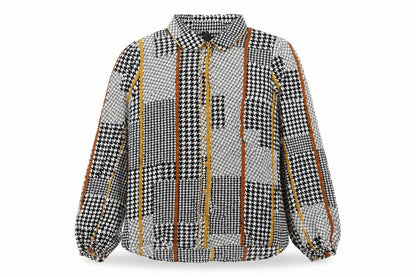 Y-A-S Womens Brown Geometric Viscose Basic Button-Up Size XL Collared