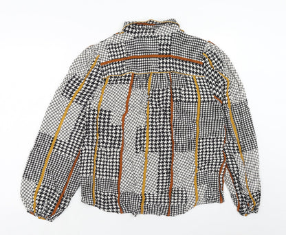Y-A-S Womens Brown Geometric Viscose Basic Button-Up Size XL Collared