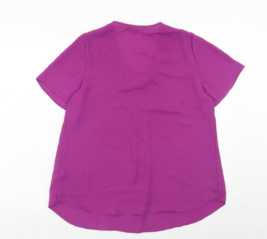 Bonmarché Womens Purple Polyester Basic Blouse Size 12 V-Neck