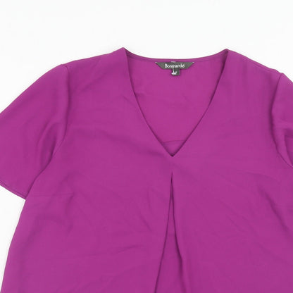 Bonmarché Womens Purple Polyester Basic Blouse Size 12 V-Neck