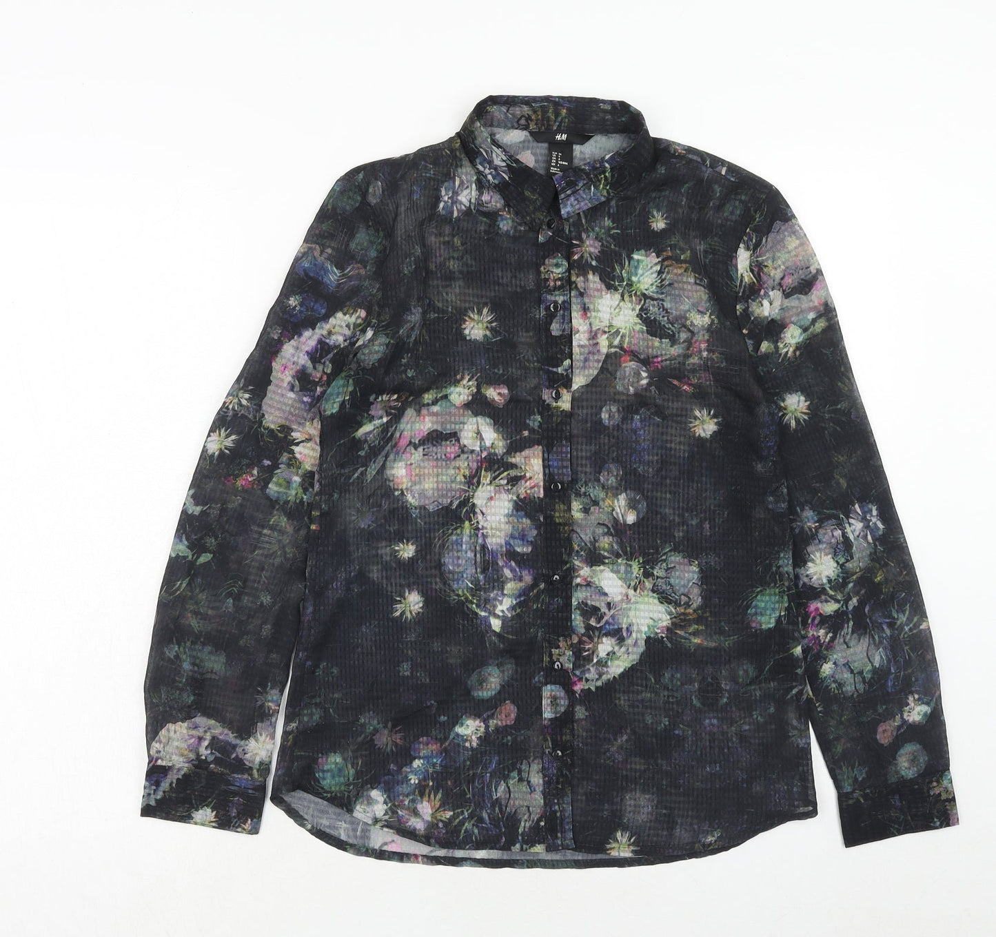 Womens UK Size 8 H&M Multicoloured Basic Button-Up