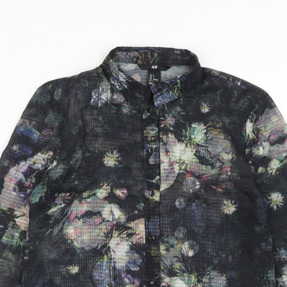 Womens UK Size 8 H&M Multicoloured Basic Button-Up