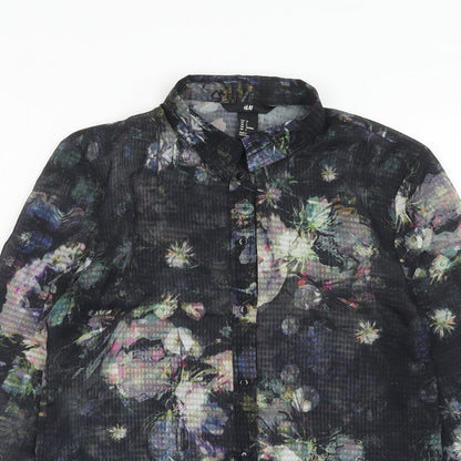 Womens UK Size 8 H&M Multicoloured Basic Button-Up