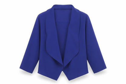 Front view of Abollria women’s blue polyester kimono blouse, size S, v-neck