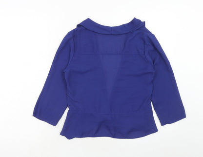 Abollria Womens Blue Polyester Kimono Blouse Size S V-Neck