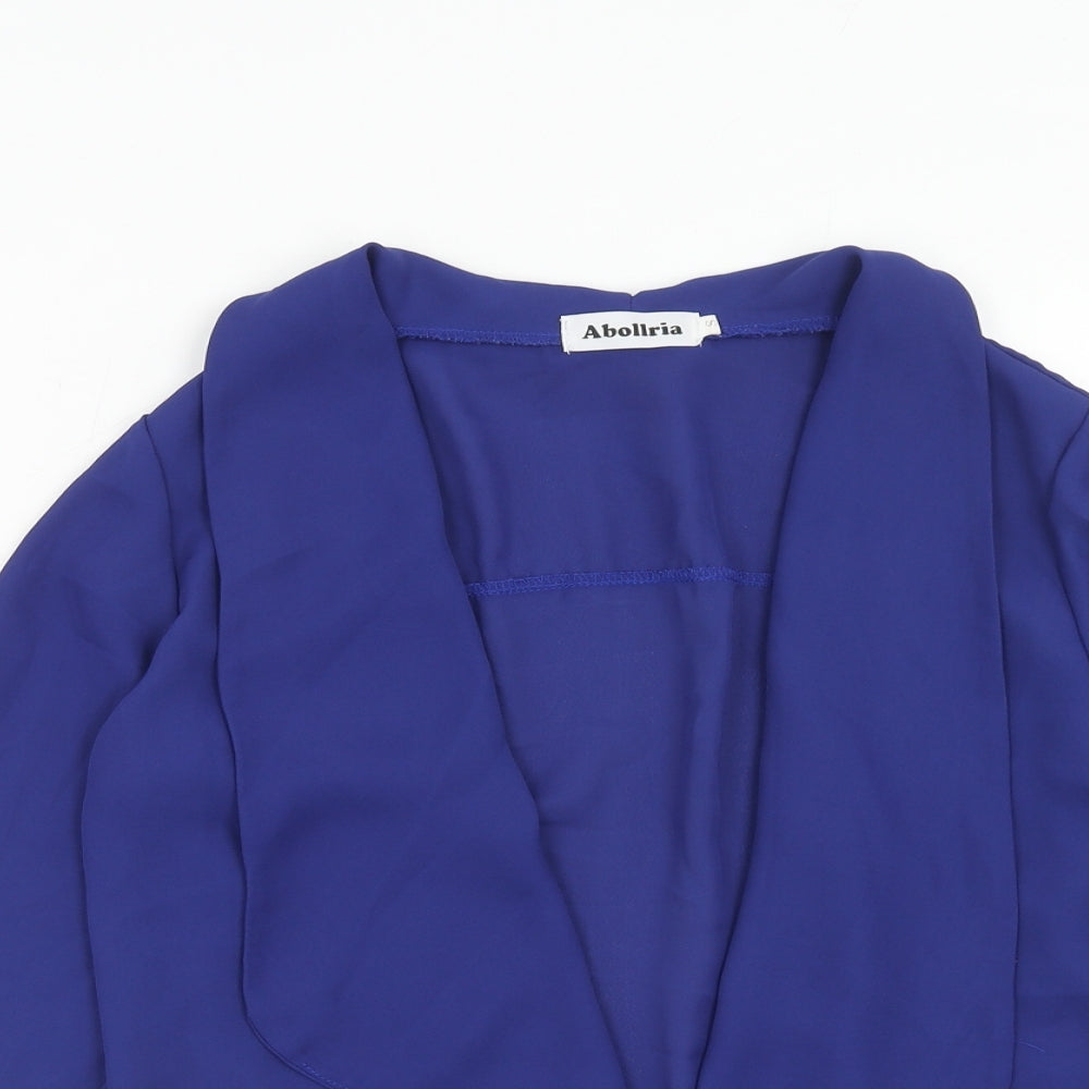 Abollria Womens Blue Polyester Kimono Blouse Size S V-Neck