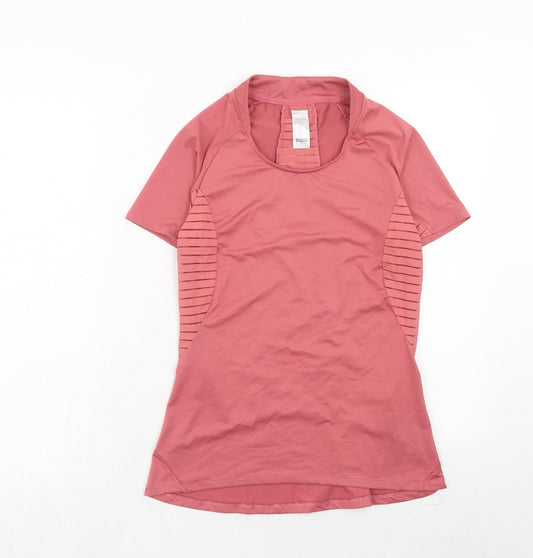 DECATHLON Womens Pink Polyester Basic T-Shirt Size XS Round Neck Pullover
