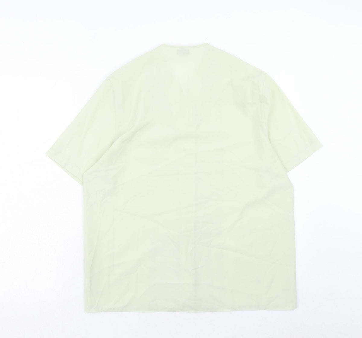 Basic Essentials Womens Green Floral Polyester Basic Button-Up Size 14 Collared