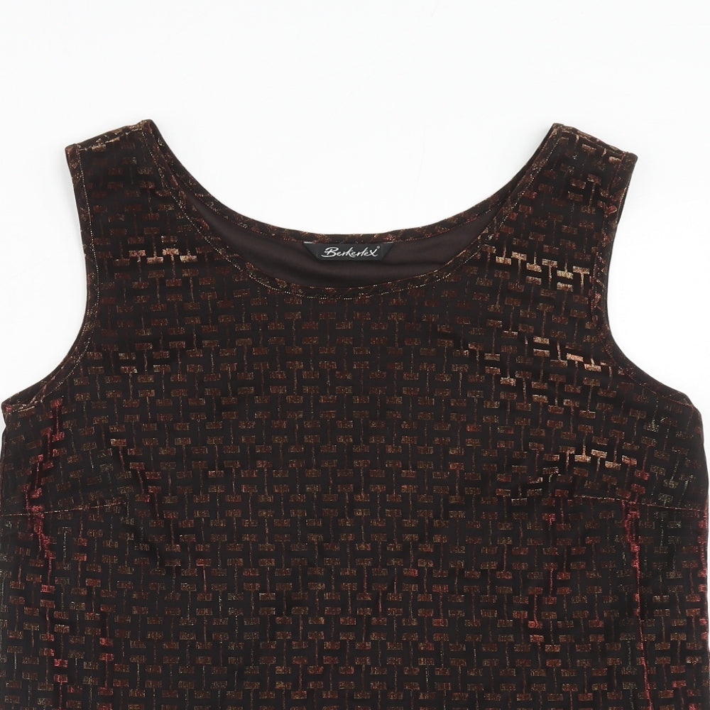 Berkertex Womens Brown Nylon Basic Tank Size 14 Round Neck