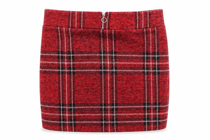 Select Girls Red Plaid Polyester Mini Skirt Size 14 Years Regular Zip