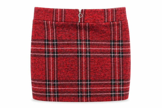 Select Girls Red Plaid Polyester Mini Skirt Size 14 Years Regular Zip