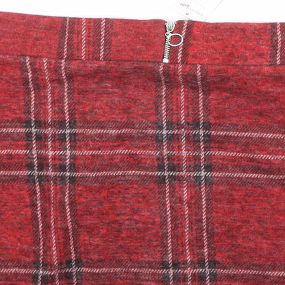 Select Girls Red Plaid Polyester Mini Skirt Size 14 Years Regular Zip