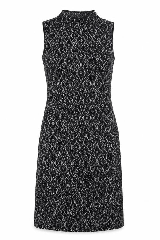 NEXT Womens Black Geometric Polyester A-Line Size 10 Mock Neck Pullover