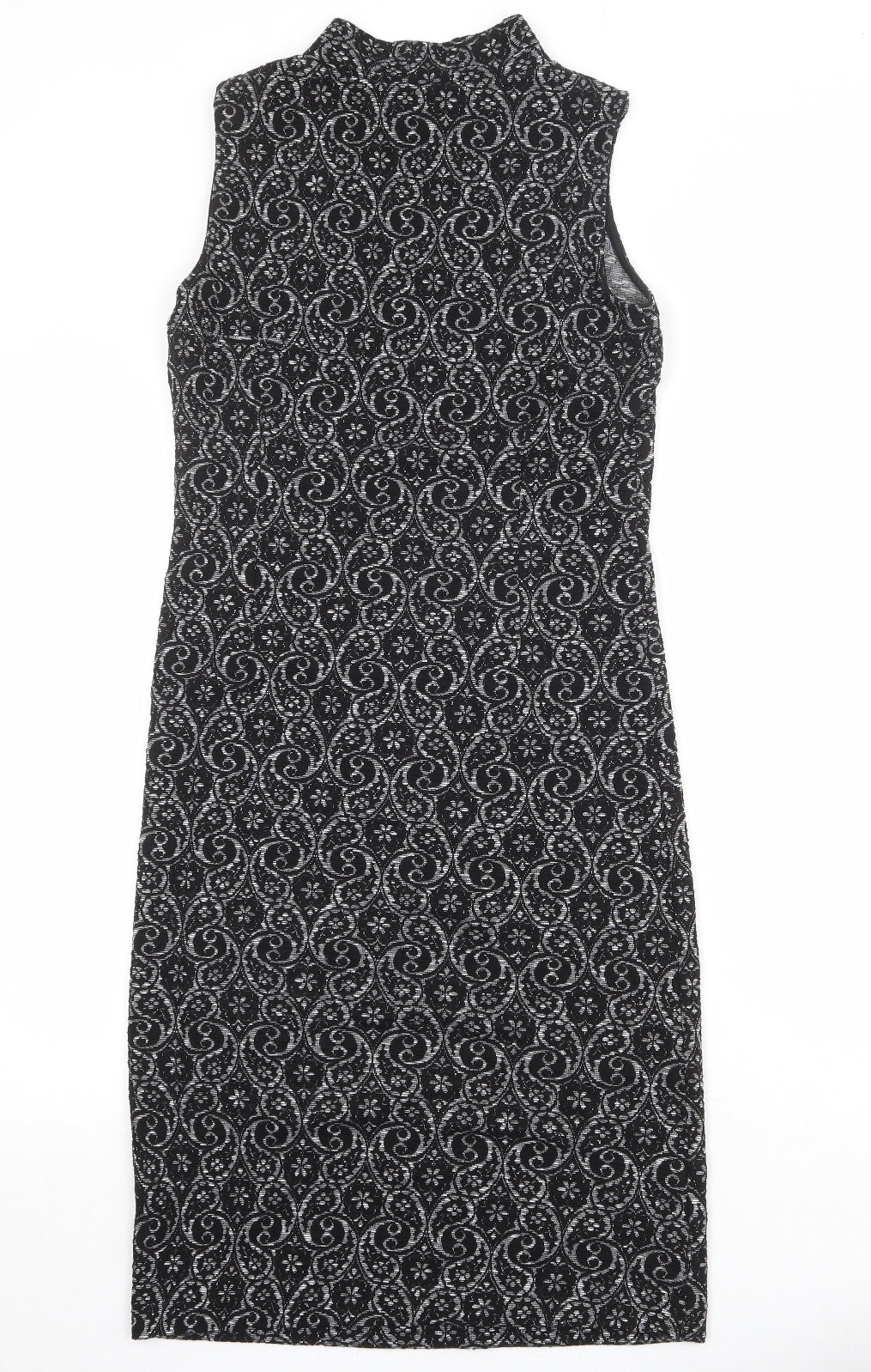 NEXT Womens Black Geometric Polyester A-Line Size 10 Mock Neck Pullover