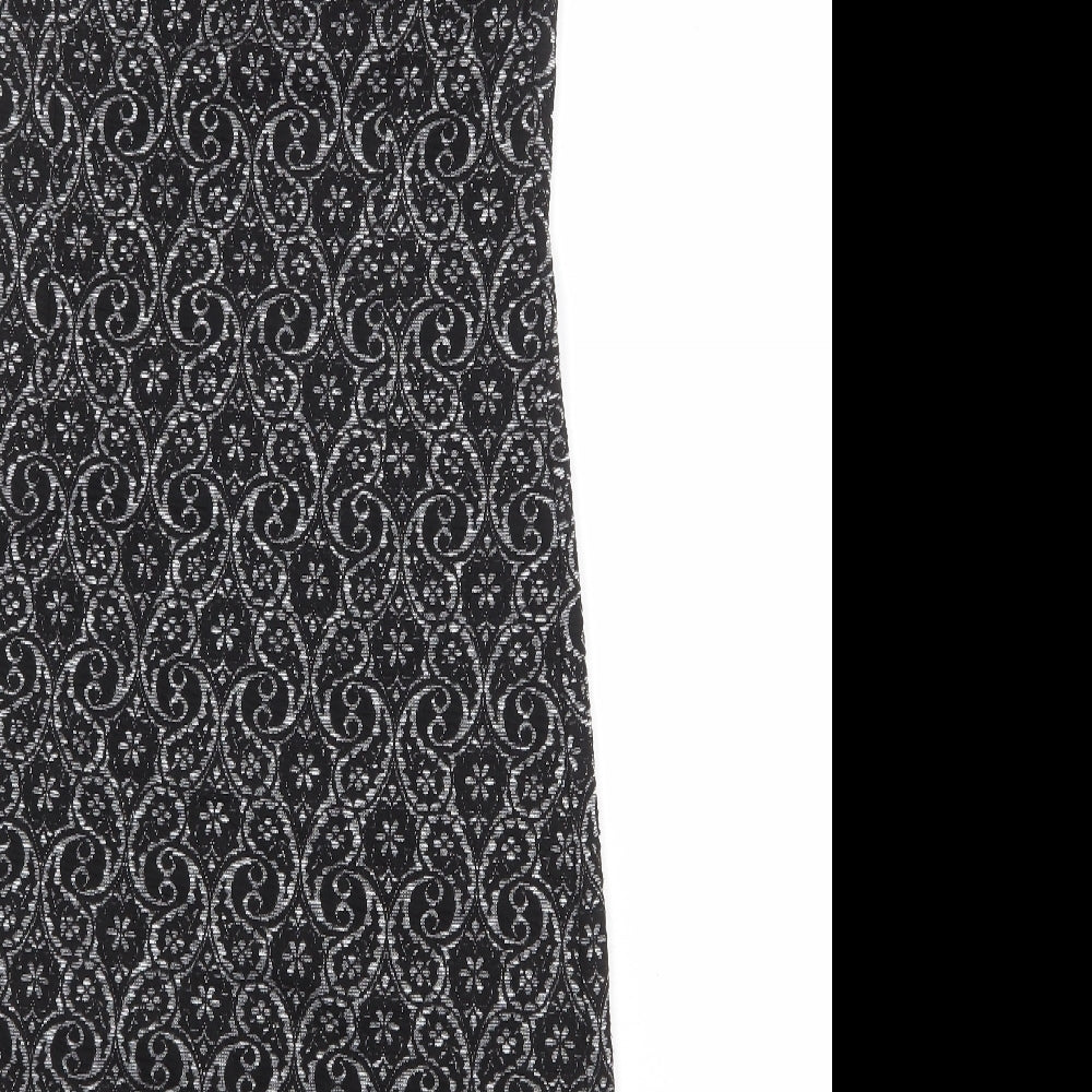 NEXT Womens Black Geometric Polyester A-Line Size 10 Mock Neck Pullover