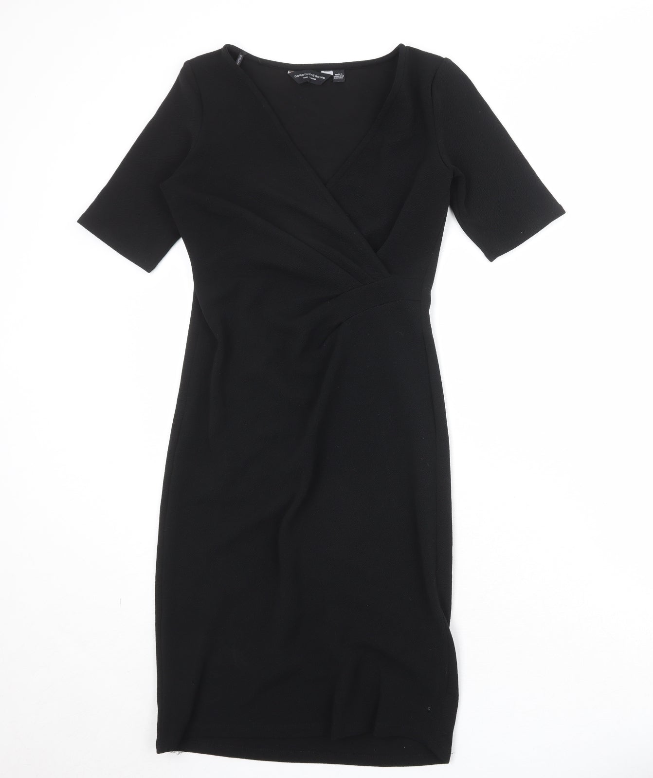 Dorothy Perkins Womens Black Polyester A-Line Size 8 V-Neck Pullover