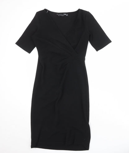 Dorothy Perkins Womens Black Polyester A-Line Size 8 V-Neck Pullover