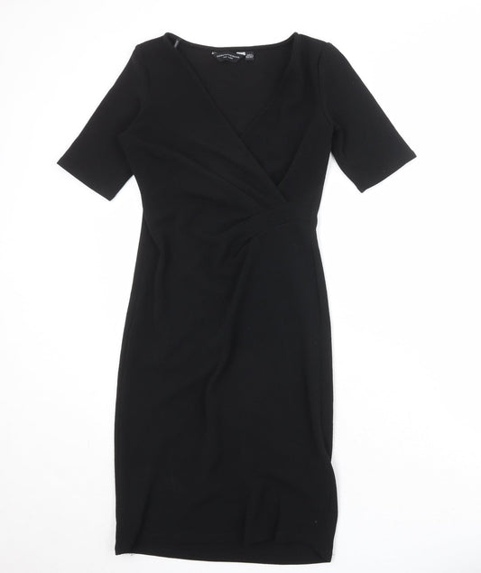 Dorothy Perkins Womens Black Polyester A-Line Size 8 V-Neck Pullover