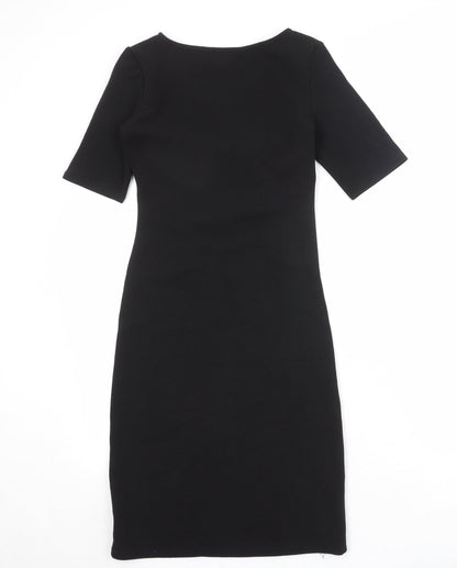 Dorothy Perkins Womens Black Polyester A-Line Size 8 V-Neck Pullover