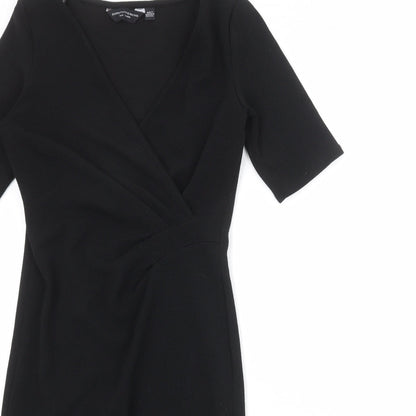 Dorothy Perkins Womens Black Polyester A-Line Size 8 V-Neck Pullover