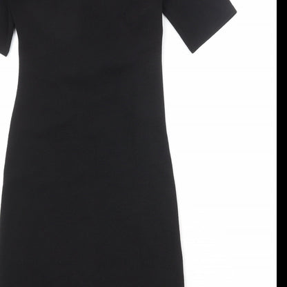 Dorothy Perkins Womens Black Polyester A-Line Size 8 V-Neck Pullover