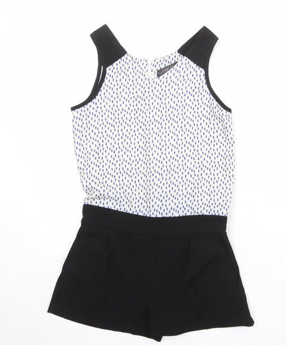 Little Miss Captain Womens Black Geometric Polyester Playsuit One-Piece Size 2XS Zip