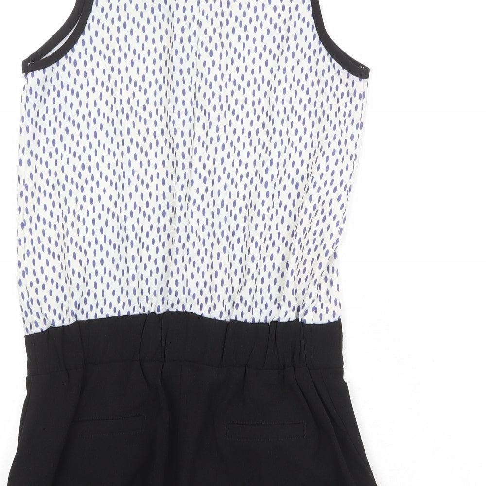 Little Miss Captain Womens Black Geometric Polyester Playsuit One-Piece Size 2XS Zip