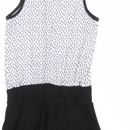 Little Miss Captain Womens Black Geometric Polyester Playsuit One-Piece Size 2XS Zip