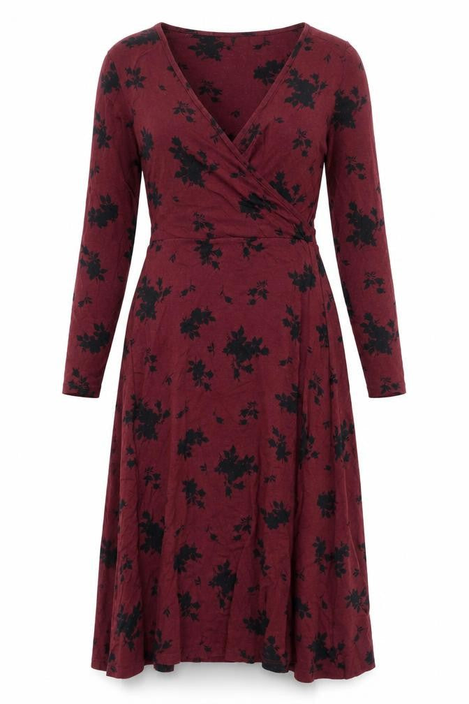 Principles Womens Red Floral Viscose Trapeze & Swing Size 6 V-Neck Pullover
