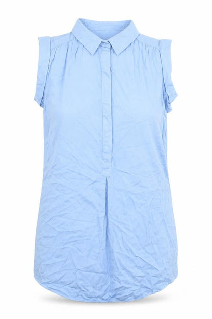 Little Lies Womens Blue 100% Cotton Basic Button-Up Size 8 Collared