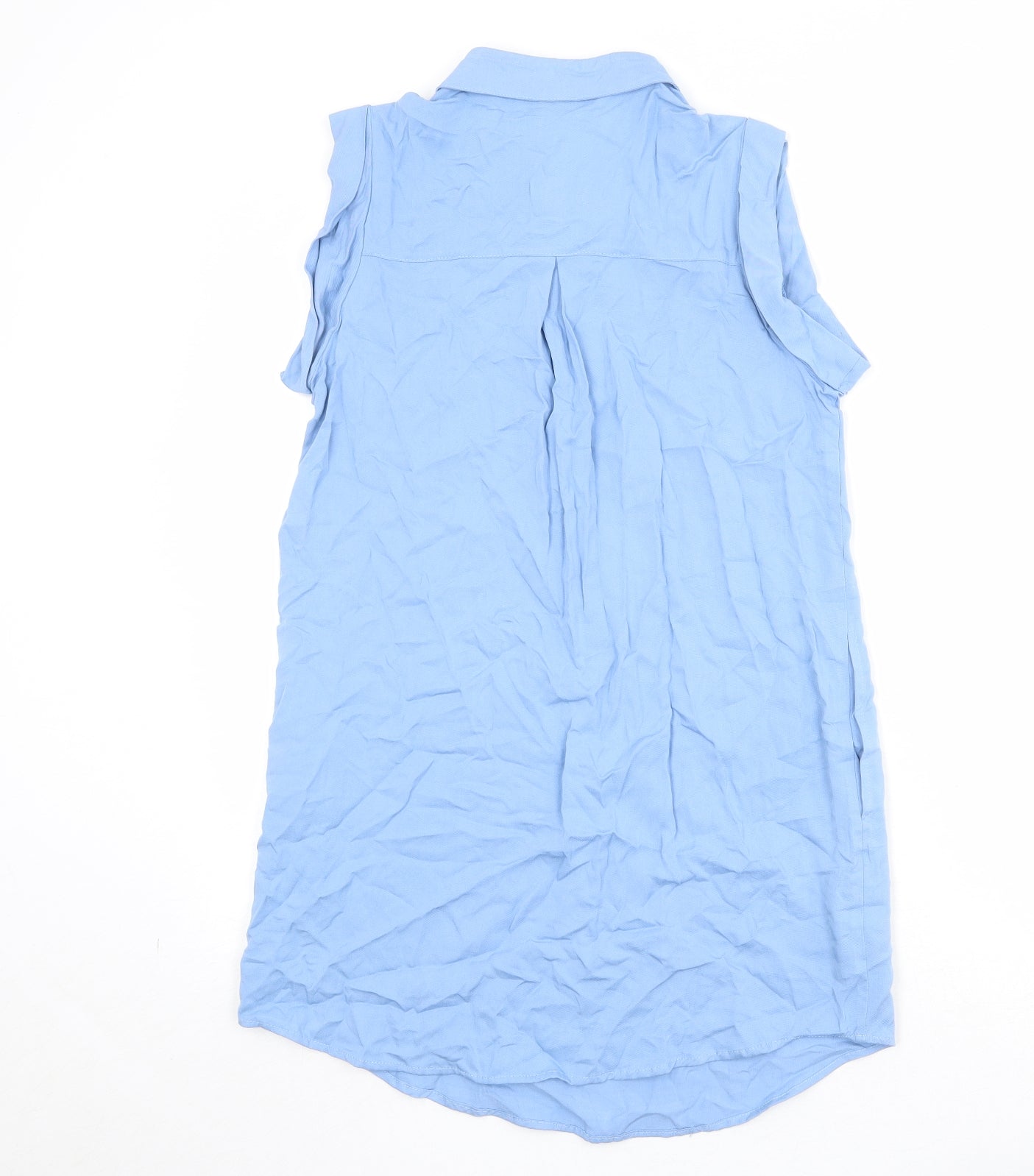 Little Lies Womens Blue 100% Cotton Basic Button-Up Size 8 Collared