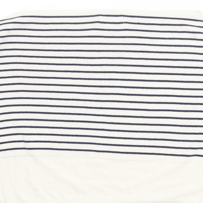 Ella Moda Womens Beige Boat Neck Striped 100% Cotton Pullover Jumper Size S