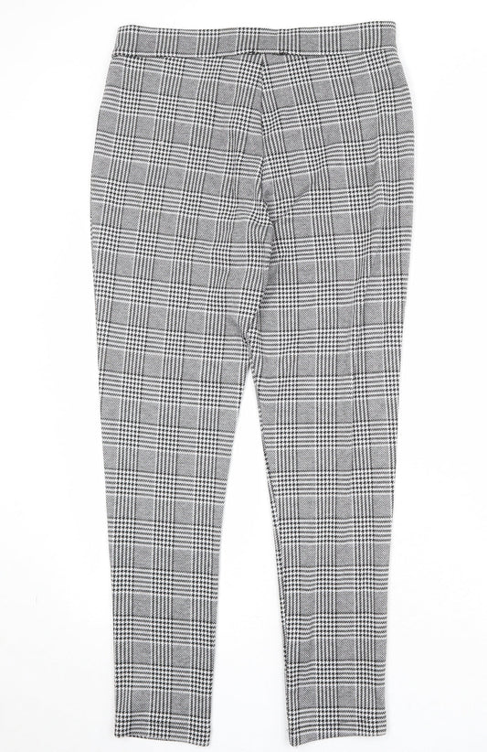 Select Womens Black Geometric Polyester Trousers Size 12 Regular Zip
