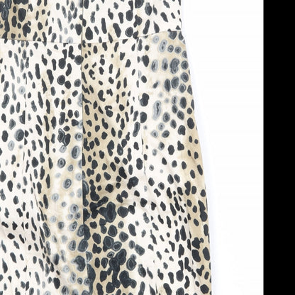 Zara Womens Beige Animal Print Cotton Mini Size L Square Neck Zip - Leopard Print