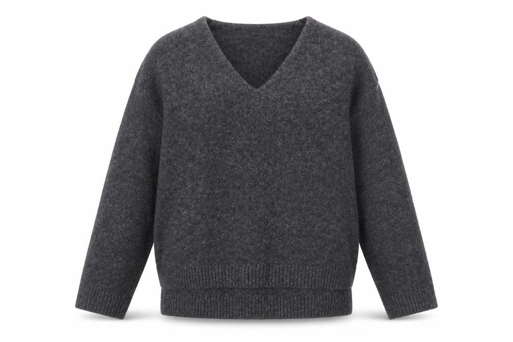 H&M Womens Grey V-Neck Acrylic Pullover Jumper Size M