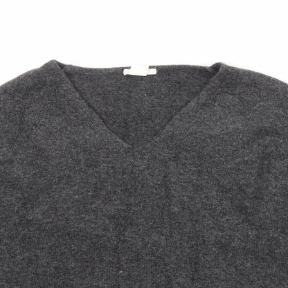 H&M Womens Grey V-Neck Acrylic Pullover Jumper Size M