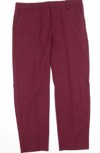 Marks and Spencer Womens Red Polyester Chino Trousers Size 36 in Regular Zip