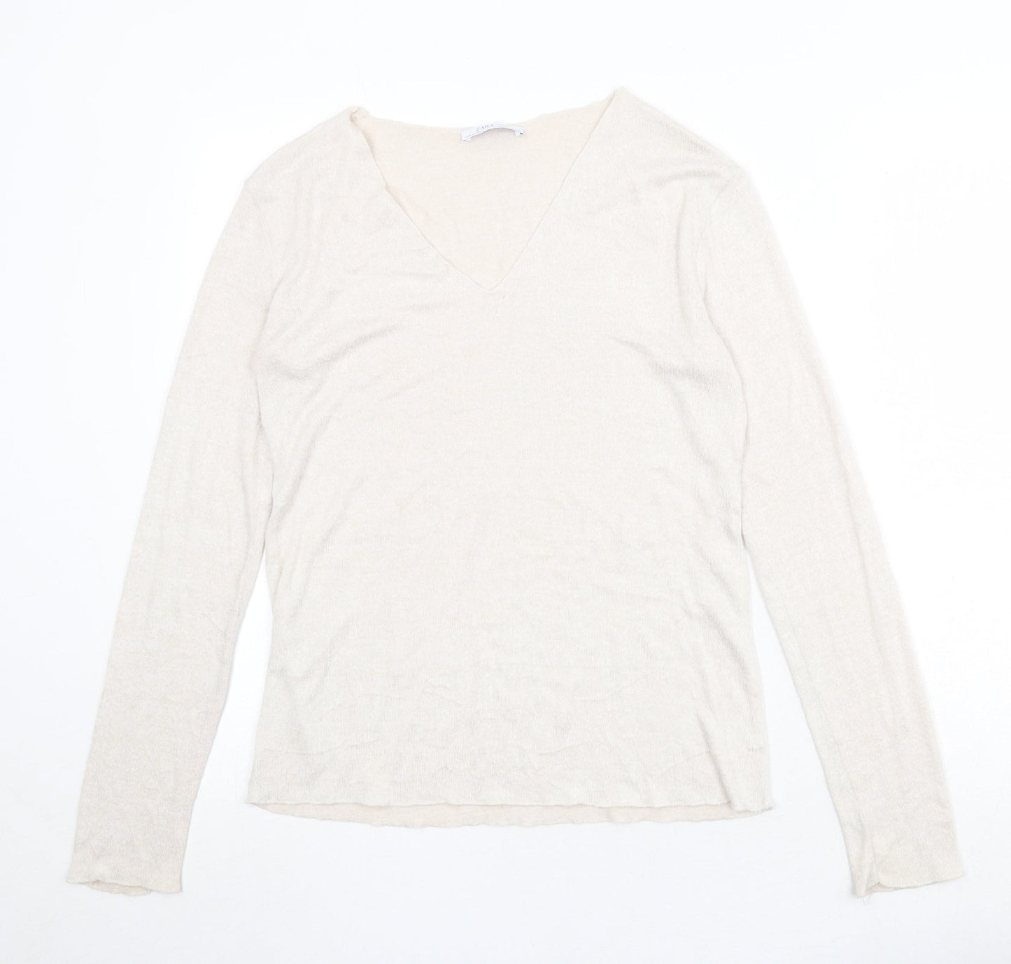 Womens UK Size S Zara Beige Pullover Jumper