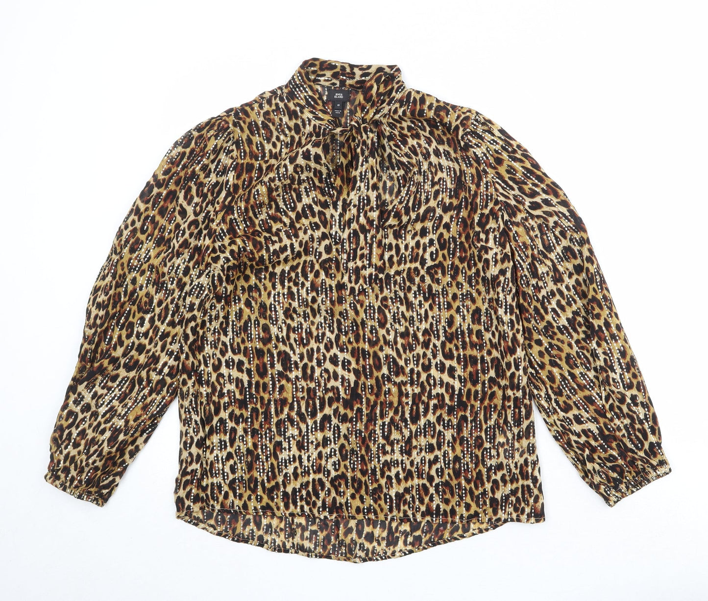 Womens UK Size 10 River Island Brown Basic Blouse