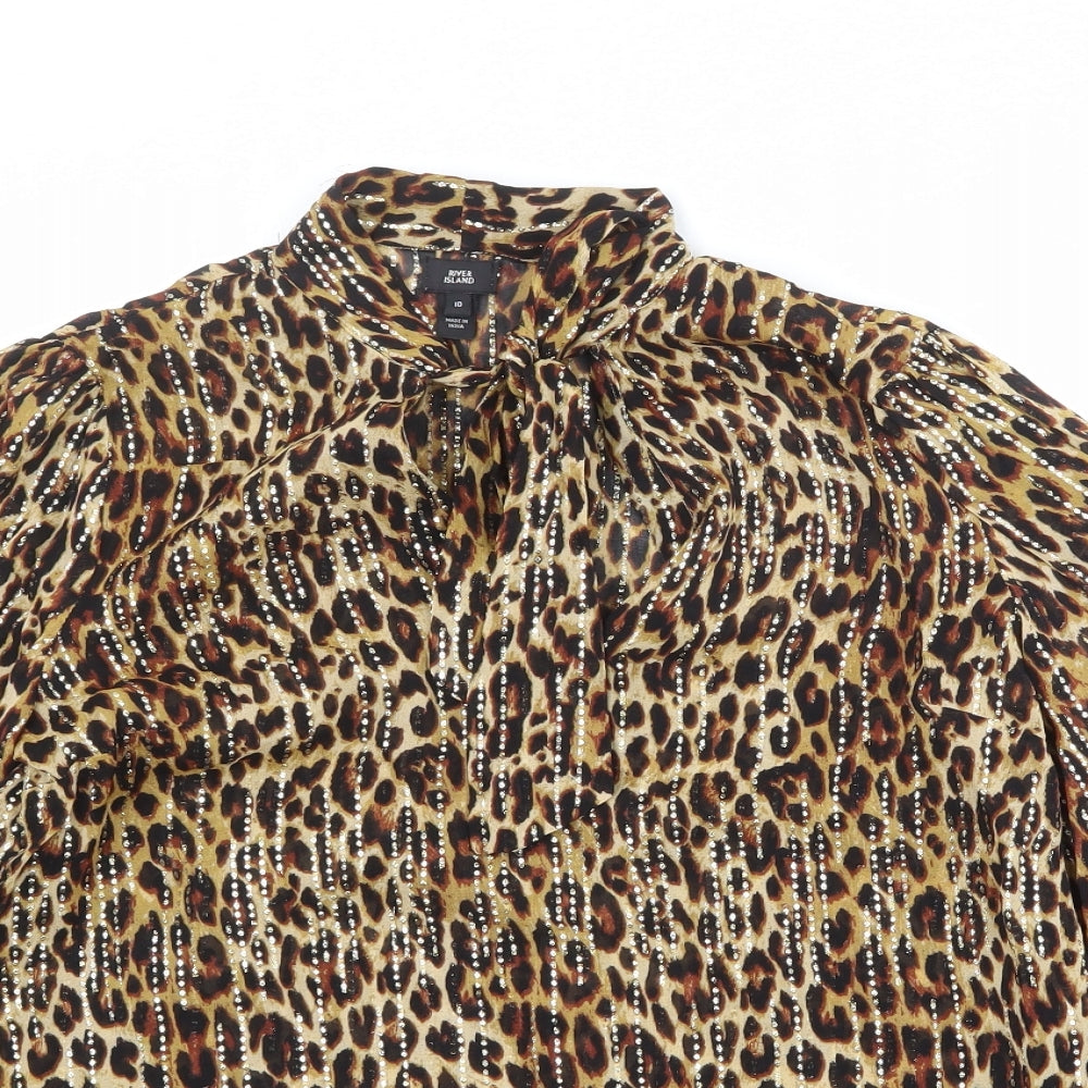 Womens UK Size 10 River Island Brown Basic Blouse