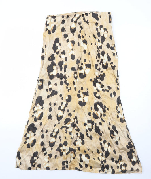 H&M Womens Beige Animal Print Lyocell Peasant Skirt Size 8 Zip - Leopard Pattern