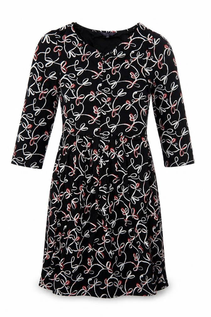 Marks and Spencer Womens Black Geometric Viscose A-Line Size 8 V-Neck Pullover